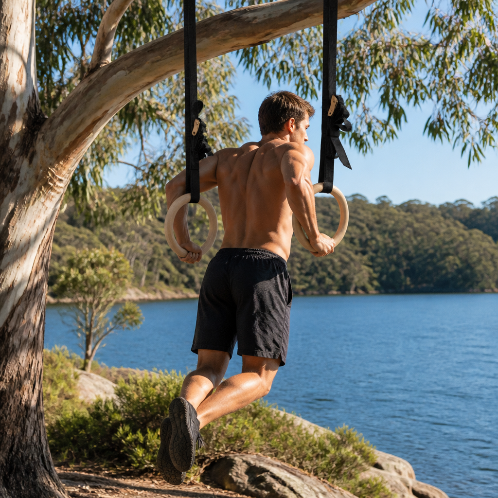 Portable Wooden Calisthenics Rings – Full Body Bodyweight Workout Kit
